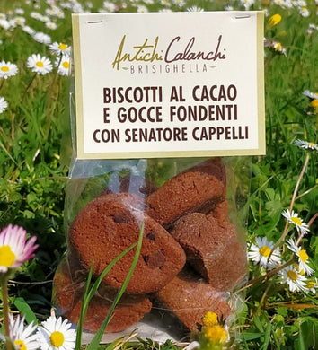 Biscotti al cacao e gocce fondenti con Senatore Cappelli - Lune Buone